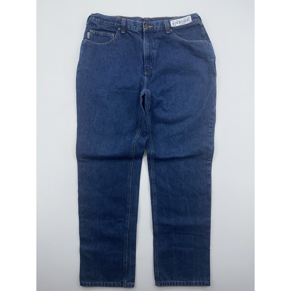 Carhartt Jeans Men's 36x34 Blue Denim Relaxed Fit Straight Work Pants 381-83